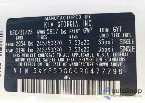 2024 Kia Telluride Sx Prestige from USA, damaged, VIN 5XYP5DGC0RG477798